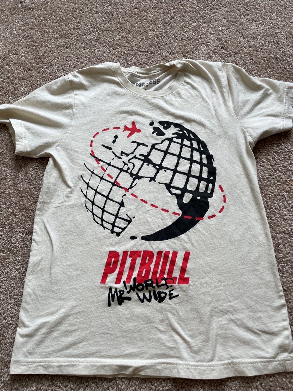 Pitbull Worldwide Graphic Tee - Cream with Red & Black Print